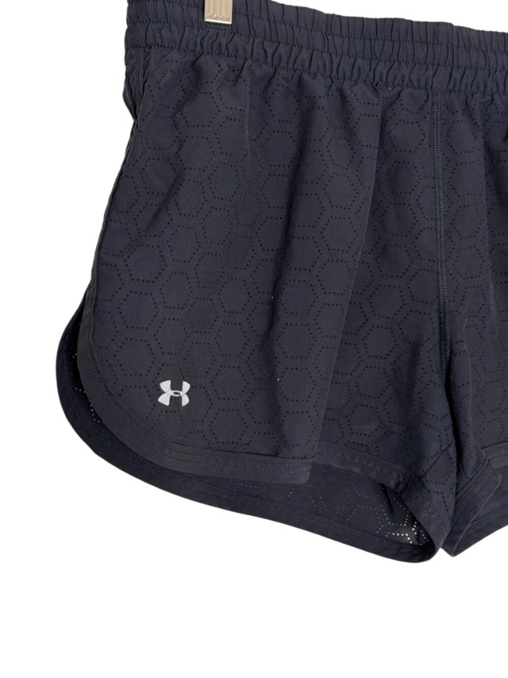 Under Armour Semi Fitted Heat Gear Shorts Women Hexagon Black M - Picture 2 of 6